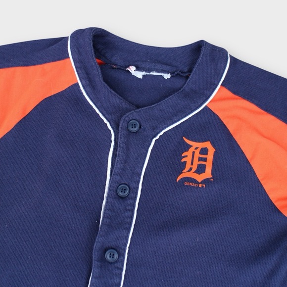Vintage Detroit Tigers Boys Youth Large Baseball Jersey Navy Orange MLB - Picture 3 of 5